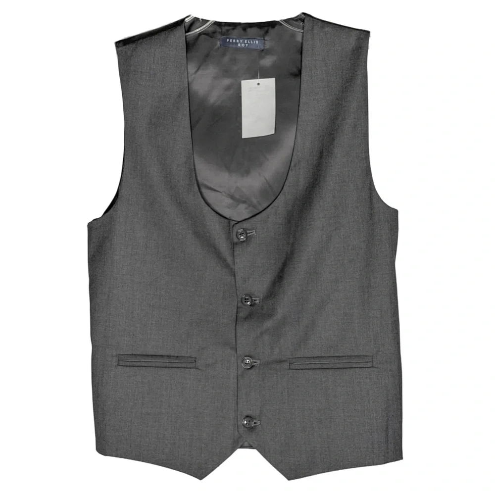 Perry Ellis Boy U-Neck Suit Vest Grey
